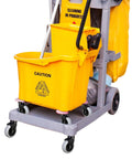 3 Inch Mop Bucket Casters Replacement Set Of 4 Non Marking TPR Caster Wheels With Grip Ring Stem Fits WaveBrake And Compatible Models 7570 L2 7571 7580 7581 7582 7583 And More Durable And Quiet Rolling For Wet Floors And Busy Environments installed on yellow cleaning bucket