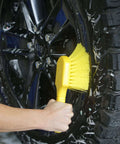 Using Rubbermaid Commercial 8" Utility Scrub Brush Plastic Handle Synthetic Bristles Cleaning Multi Purpose Heavy Duty Outdoor Wheels and Tires on car wheel