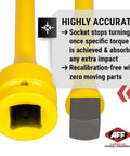 Torque Limiting Extension, 1" Drive, 300 ft/lbs, Yellow, 40407 showing front view with accuracy features highlighted.