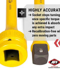 Torque Limiting Extension, 1" Drive, 400 ft/lbs, Yellow, 40409 close-up with accuracy features highlighted.