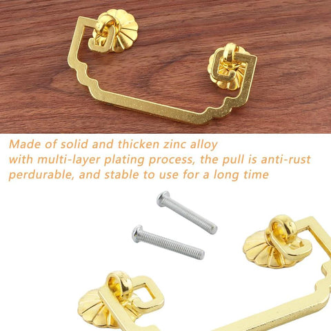 Two Piece Vintage Square Bail Cabinet Pull Hardware Set For Jewelry Box And Furniture Zinc Alloy With Antique Finish