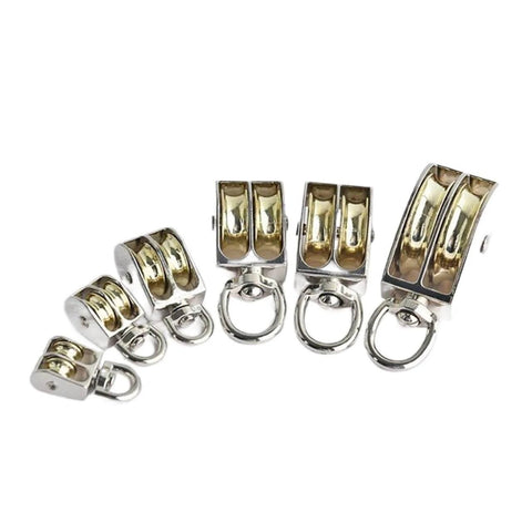 75mm DIY Mini Metal Sheave Zinc Alloy Fixed Pulley Crown Block and Tackle Lifting Wheel Single/Double Pulley(Fixed-Single-75mm) set