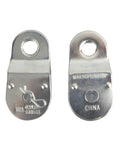 Zinc Plated Fixed Single Pulley Fixed Eye Steel Pulley 1-1/2 inch 2 Pack front view showing markings